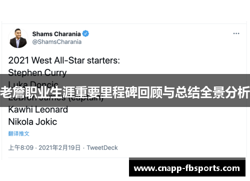 老詹职业生涯重要里程碑回顾与总结全景分析